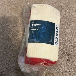 Old Navy Baby Tights in Cream and Red